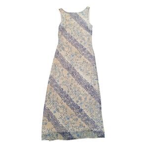 Vintage 90s Rampage Dress Women's XS Beige Tan Maxi Sleeveless Vine